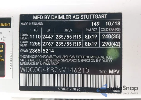2019 Mercedes-Benz Glc 300 4Matic from USA, damaged, VIN WDC0G4KB2KV146210